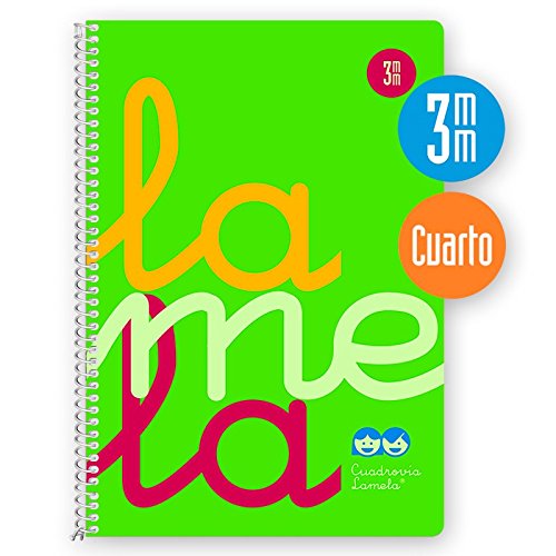 Cuaderno Espiral LAMELA Fluor, 4º 80 Hojas Cuadro 4 mm. Tapa Plástico (Verde)