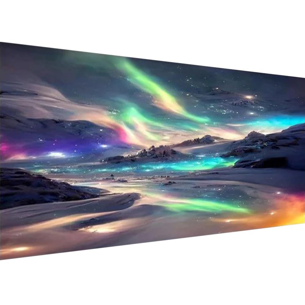 Diamond Painting,Diamond Art Kits for Snow Aurora Full Round Drill Large Size(55.1x19.7 inch),Abstract Scenery Paint with Diamonds Crystal Gem for Gift,Wall Decor