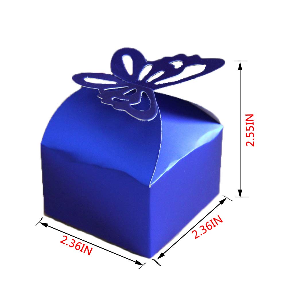 Gdeal - Caja de caramelos de boda con mariposas (100 unidades), 6x6x6cm/ 2.36'' x 2.36'' x2.36'', Azul