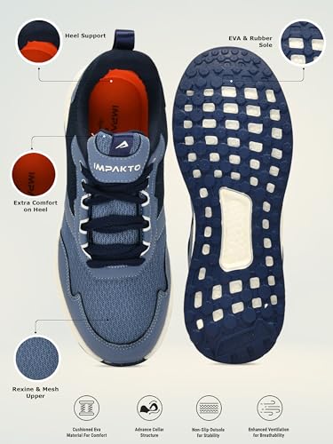 Image of Impakto Grip Trail Runner Men Running Shoes | Lightweight & Breathable Upper | Sport Shoes for Training & Travel | Cushioned Insole | Non-Slip Sole for Better Traction