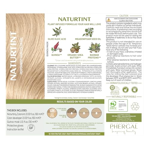 Image of Naturtint 10N Light Dawn Blonde Permanent Hair Color (Pack of 6), Ammonia Free, Vegan, Cruelty Free, up to 100% Gray Coverage, Long Lasting Results (Packaging may vary)