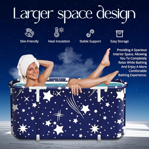 Image of Bath Tub for Adult for Bathroom, Foldable SPA Tub for Home Use with Drainage Hole, Thickened Insulated Ice Bath Tub, Inflatable BathTub for Adults, Ice BathTub for Adults