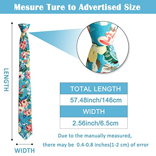 Image of Mantieqingway Men's Cotton Floral Neck Tie 2.56'' Printed Skinny Tie