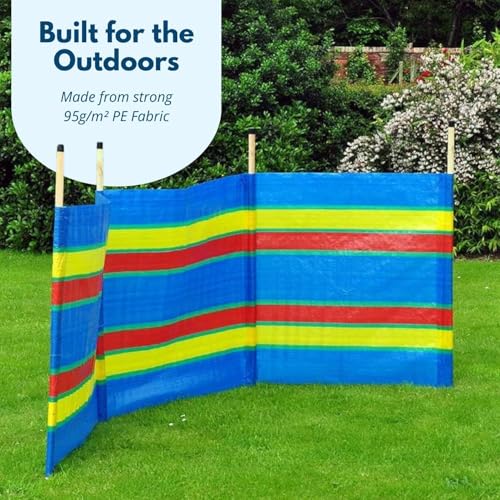 Garden Mile Windschutz mit 8 Stangen, strapazierfähig, mehrfarbig, für Garten, Strand, Urlaub, Wohnwagen und Camping, Windschutz, hoch, 1,5 m, Windschutz, Sichtschutz – 462 cm x 150 cm