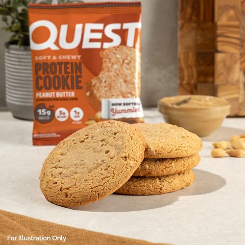 Image of Quest Nutrition Peanut Butter Protein Cookie, 15g Protein, 1g Sugar, 5g Net Carbs, Keto Friendly, High Protein, Low Carb, 12 Count