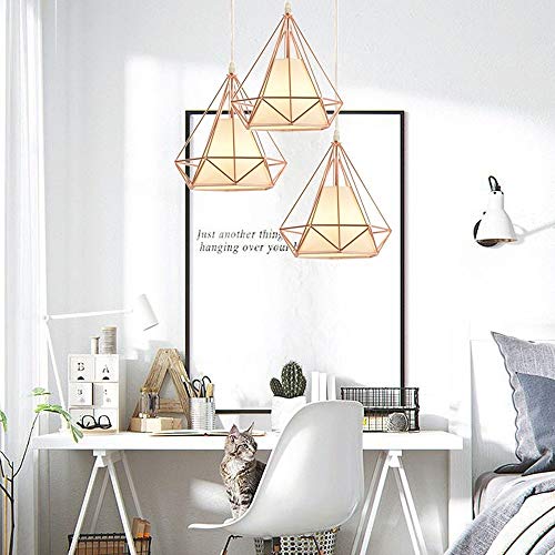 Suspension rétro E27 éliminez l'éclairage terne avec ce lustre cage diamant doré
