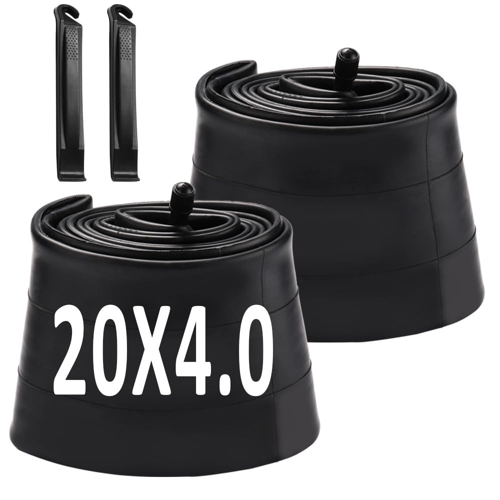 20X4.0 inch Bike Tube with AV35mm Schrader Valve Electric Bike Inner Tubes Premium Butyl Rubber Bicycle Tube 2 Pack Fat E-Bike Tubes