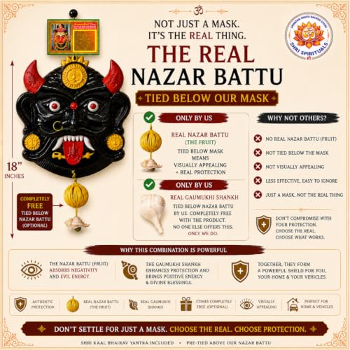 Image of Nazar Battu Evil Eye Wall Hanging for Home Door, Wall Decor & Entrance | Large Mahakal Kirtimukha Drishti Bommai | Nazar Rakcha Kavach |
