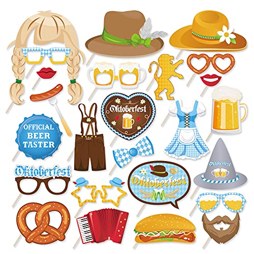 KYMY Oktoberfest Photo Booth Props, 24PCS Bavarian...
