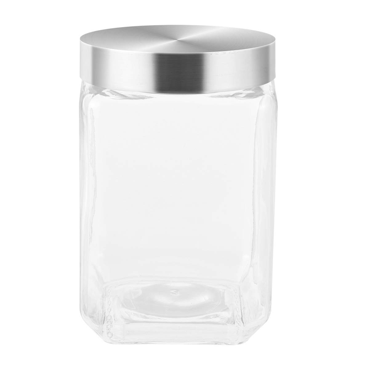 Barattoli Ermetici per Cucina in Vetro Trasparente Coperchio in Acciaio Inox, Capacità 1500ml, Contenitori per Alimenti Buona Sigillatura per Conservazione Quotidiana
