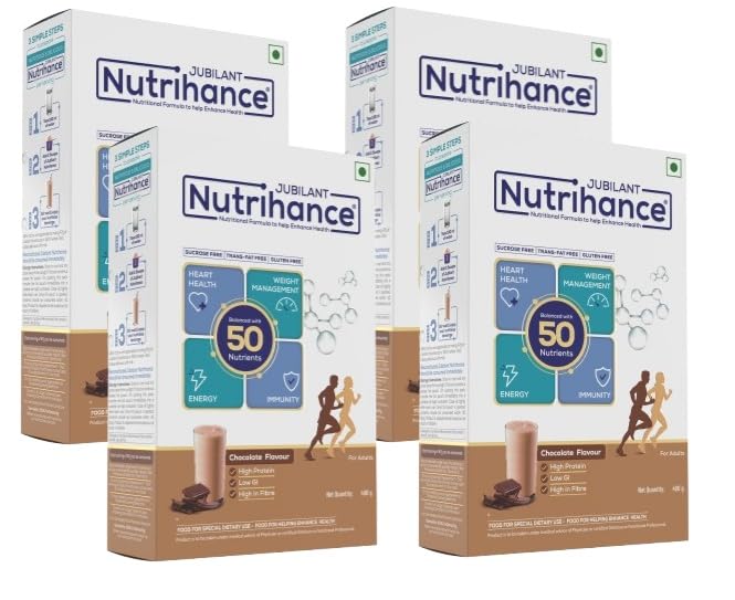 Image of Nutrihance Complete Nutritional Drink In Chocolate Flavour 50 Vital Nutrients|Promotes Heart Health Immunity Building Weight Management Energy Booster(400 Gm)X Pack Of 4
