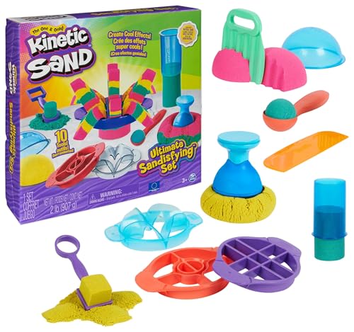 Kinetic Sand Ultimate Sandisfying Set - 907 g original kinetischer Sand aus Schweden, erfüllt alle gesetzlichen Anforderungen, mit 10 Werkzeugen für Indoor-Sandspielspaß, ab 3 Jahren