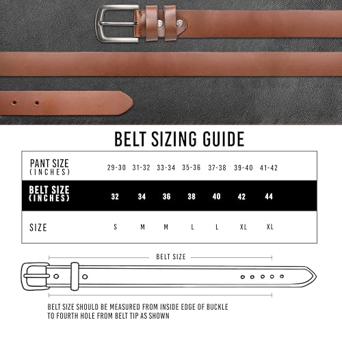 Leather Belt Men-Inspire Series-Top Grain Leather Belt-One Piece -Burnished sides and 5 Holes-Gifts for Men3