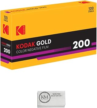 Kodak Eastman Gold 200 Color Negative Film | 120 Roll Film, 5 Rolls + Microfiber Cloth
