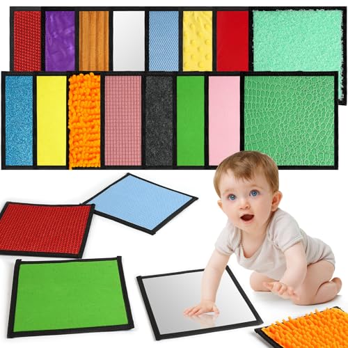 Vicloon Alfombrillas Sensoriales para Niños, 16 Piezas de Esteras Sensoriales para Niños Autistas, Textura Multisensorial Juguetes, Antideslizante, para Niños Exploración Sensorial (Cuadrado)