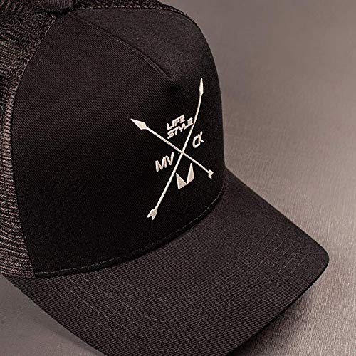 Boné Trucker Mvck Texas Preto e Branco Aba Curva