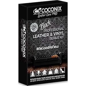 Coconix Zwarte lederen reparatieset voor banken – vinyl & bekleding reparatieset voor autostoelen, bank & meubels…