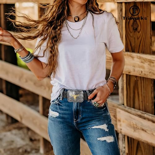 Men's Western leather belt Cowboy Cowgirl Belt with Printed Engraved Buckle3