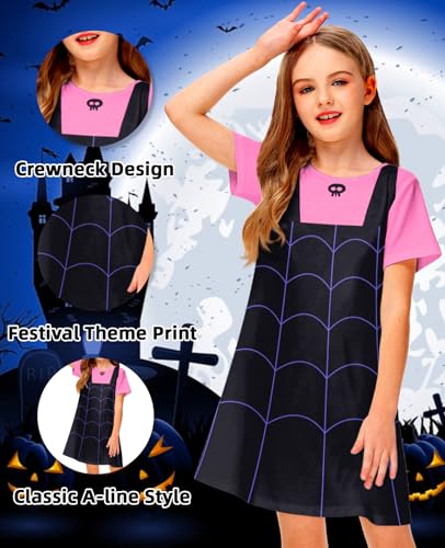 Deerose Girl Halloween Dresses Short Sleeve Summer Tropical Tshirt Dress 3-14 Years2