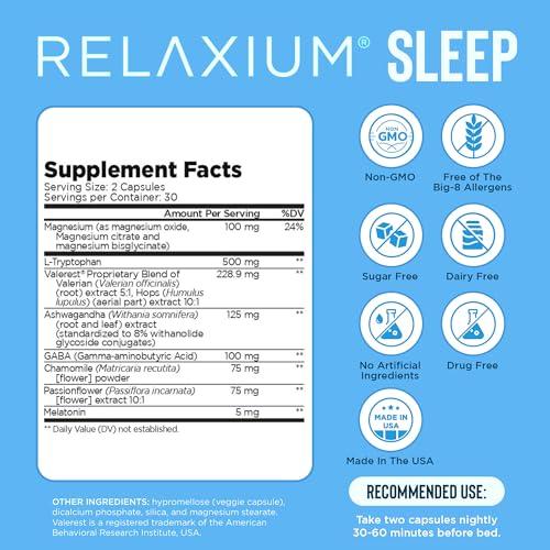 Relaxium Sleep Aid for Adults, Melatonin 5mg with Magnesium Glycinate, Sleep-Promoting Valerest & Ashwagandha, Non-Habit Forming Sleep Supplement, 60 Capsules, 30-Day Supply - Image 4