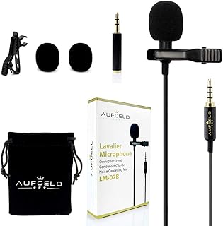 Professional Lavalier Lapel Microphone Omnidirectional Condenser Microphone Compatible with iPhone Android Windows Smartphones Clip On Interview Video Voice Podcast Noise Cancelling Mic Vlogger