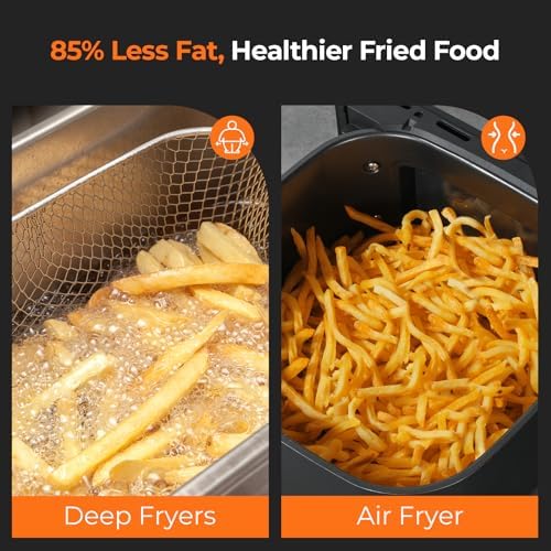 Tiastar Air Fryer, 7.5L Oil Free Air Fryers Home Use 1700W with Clear Window and Rapid Air Technology,8 Presets, LED Touch Screen, Timer & Temperature Control
