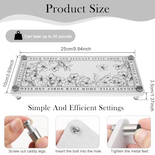 Image of HASTHIP Multipurpose Organizer for Toiletries, Makeup, Elegant Print Countertop Rack for Bathroom, Dressing Table, Small Diatom Mud Water Absorbing Storage Shelf (25x10cm)