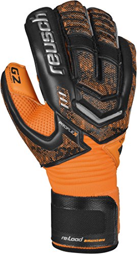 Reusch Soccer Re:Load Supreme G2 Goalkeeper Glove, Black/Orange, Size 9