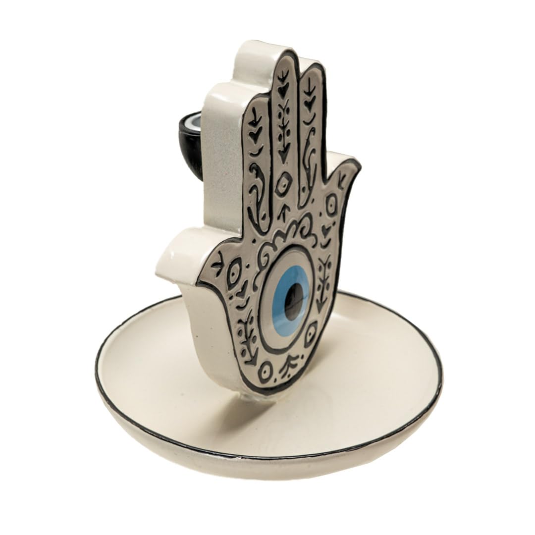Pacific Giftware Hamsa Sanctuary - Bruciatore di incenso a riflusso, protezione spirituale con flusso di fumo ipnotizzante, decorazione decorativa per casa e interni