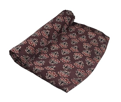 Image of Ethnics of Kutch Women's Ajrakh Modal Silk Natural Dye Hand Block Print Unstitched Kurta Fabric (For Lenght - Refer Bullet Point Below)