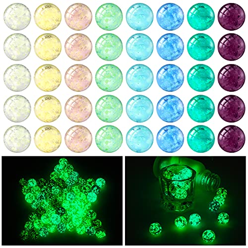 48 Pieces Marbles Glow in The Dark Marbles for Kids Mixed Colors Luminous Glass Marbles Runs for Kids Marble Games DIY and Home Decoration (1 cm/ 0.4 Inch)