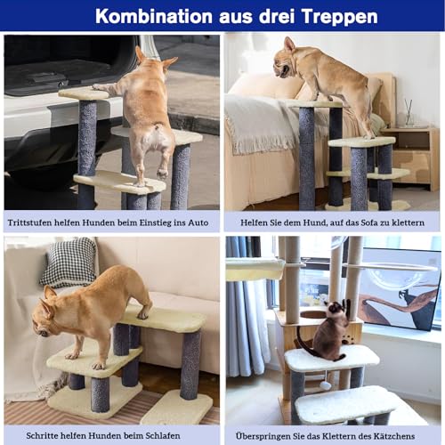 Escalier pour chien lavable et durable avec structure réglable gris foncé - 11