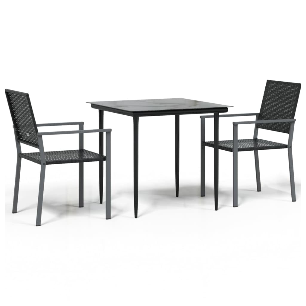 Juego de Comedor para jardín 3 Piezas Mesa Jardin Exterior con sillas Mueble Comedor Muebles Jardin Exterior ratán sintético y Acero - 3187003
