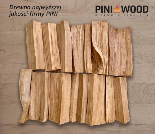 PINI drewno do grillowania bez kory, buk, 20 kg, drewno opałowe, ok. 25 cm, do pieca do pizzy, grilla, wędzarni, paleniska