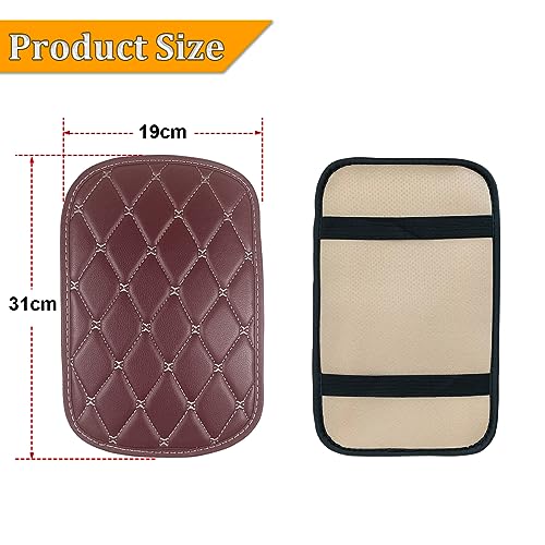 CGEAMDY Universal-Armlehnenkissen aus Leder, weich, rutschfest, wasserdicht, Autozubehör für Suv, LKW, Auto (Burgunder-Beige)
