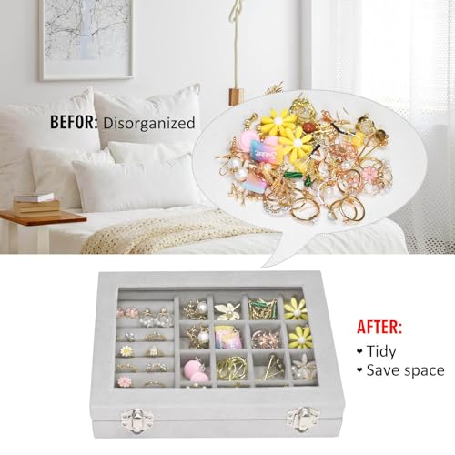 Image of Vicoter Rings Organizer Tray 7 Slots Velvet Jewelry Earring Storage Box