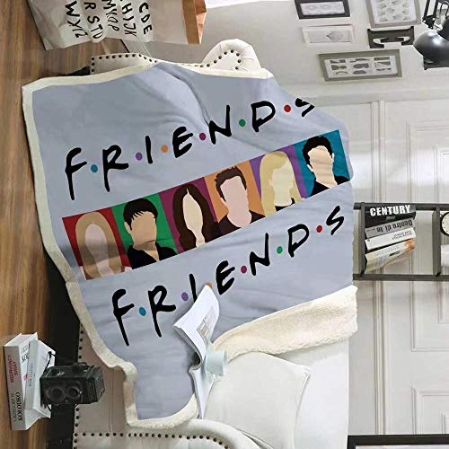 Friends Blanket TV Show Home Fuzzy Fleece Christmas Throw Plush Fluffy Blanket Gray Throw Blanket for Couch Bed Soft Microfiber Flannel Blanket for Holiday (Gray, 55x59 Inches) (Gray)