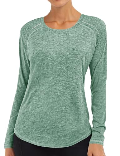 Gyabnw Yoga Jacke Damen Langarmmit Rundhalsaus und reflektierendem UV-Schutz für Fitness