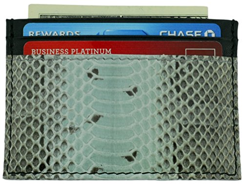 Tom Barrington Credit Card Front Pocket Wallet, Snakeskin Leather, 4 credit card slots, Grey - Image 3