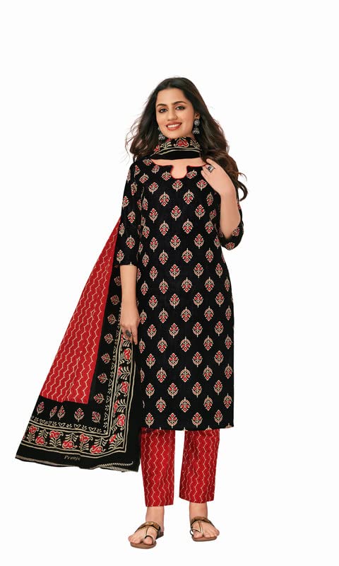 Green material chudidar set, tropical printed with neck embroidered top, plain bottom, and thread embroidered dupatta