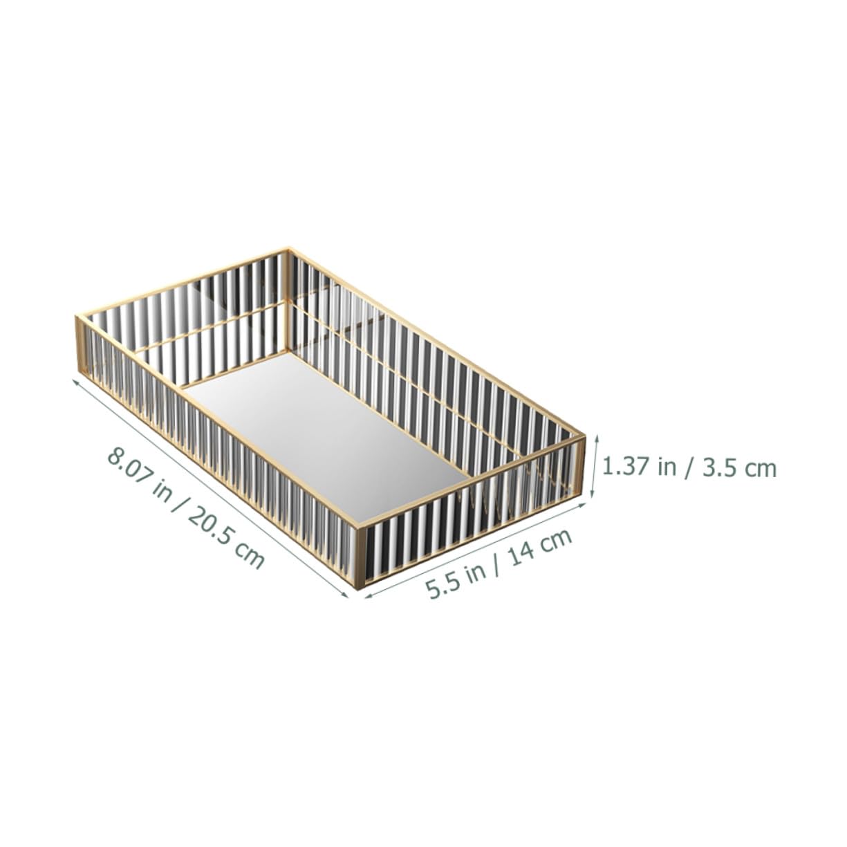 Ipetboom Glas Aufbewahrungstablett für Badezimmer Kosmetik Organizer Streifen Design Langlebig Bruchsicher Kompakt für Lippenstift Parfum Puder Vanity Sundries Holder