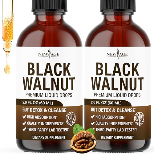 NEW AGE Black Walnut Liquid Drops Black Walnut Extract - Cleanse Vegan Non-GMO Gluten-Free & Alcohol-Free 4 oz
