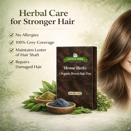 Image of Henna Herb Herbal Hair Colour Dark Brown | Ammonia Free Natural Hair Dye | 100% Grey Coverage | Organic & Chemical Free Hair Colour Brown for Men & Women | Long Lasting Brown Hair Dye