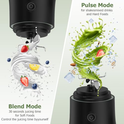 Image of CC Store Portable Blender 20 Oz with USB-C Rechargeable Design, Black | Personal blender for smoothies with leakproof travel cup,pulse mode,LED light,BPA free,cordless for gym and office