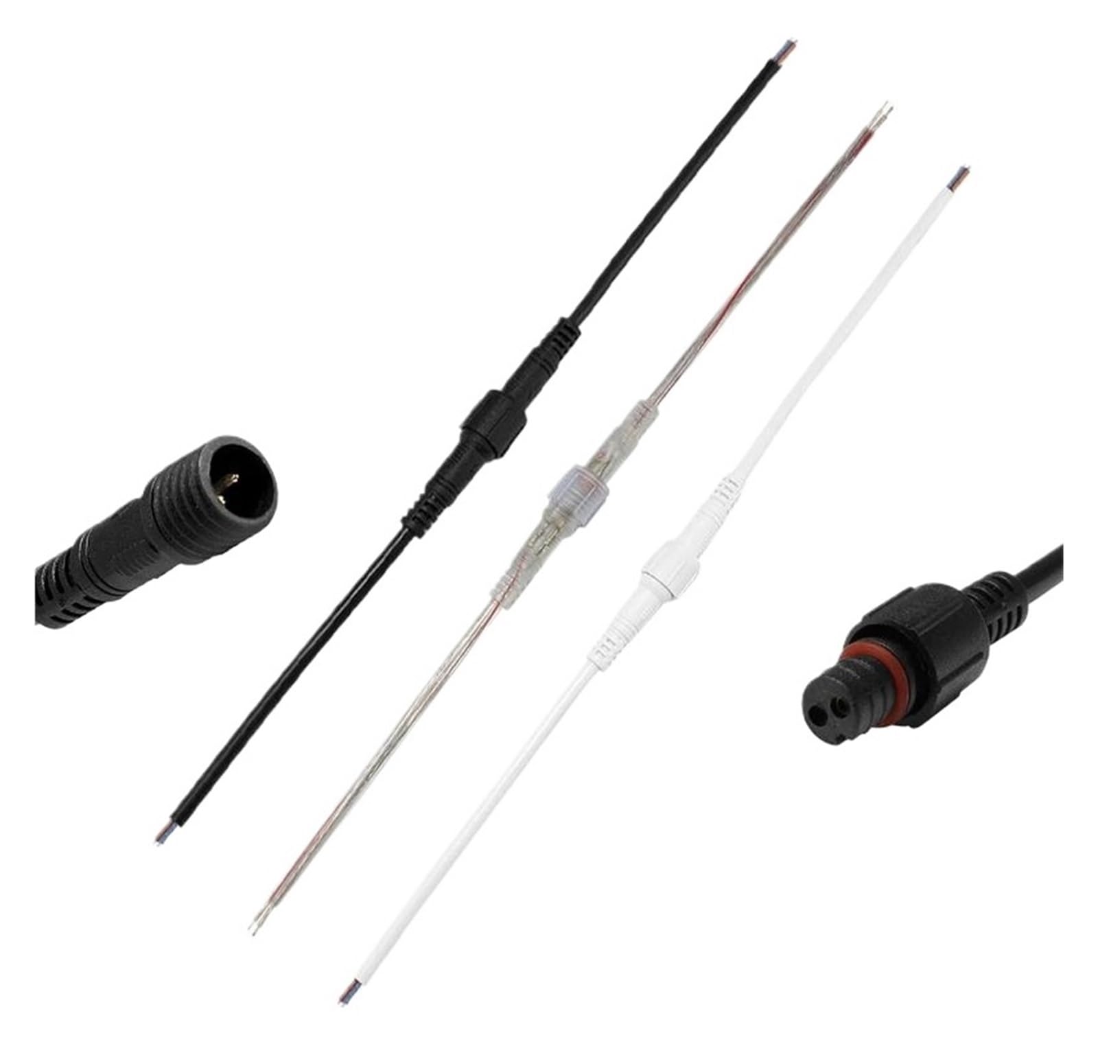Wodoszczelny elektryczny kabel przedłużający, 2/3/4-pinowy, męski i żeński, elektryczny przewód do sztywnych pasków, krajobrazu, oświetlenie baterii (czarny, 100 par, 3-pinowy)