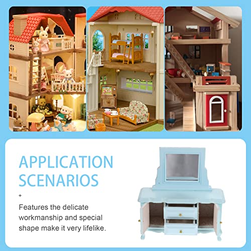 Toyvian Dollhouse Dressing Table With Mirror Miniature Dollhouse Furniture 1:12 Birch Dressing Table For Doll, Dollhouse Bedroom Mini Table For Princess Elegant Miniature Furniture #TOP1
