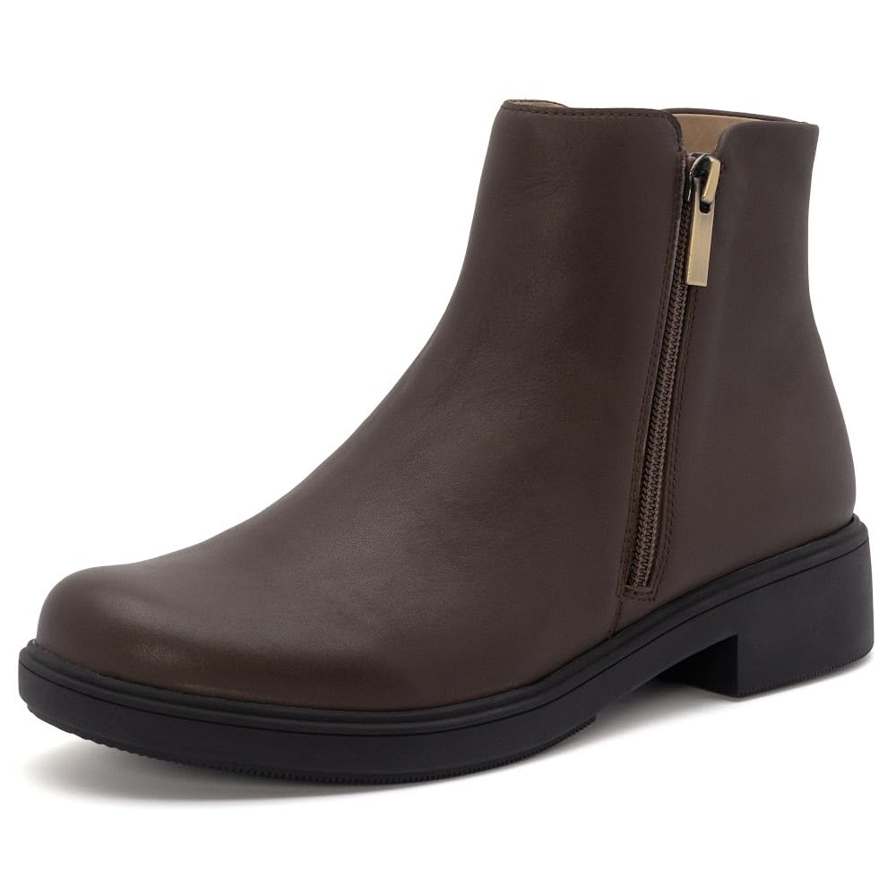 ABEO Compass Zip Ankle Booties for Women Fall Boots for Women Water Resistant Leather Built-In Orthotic Insole