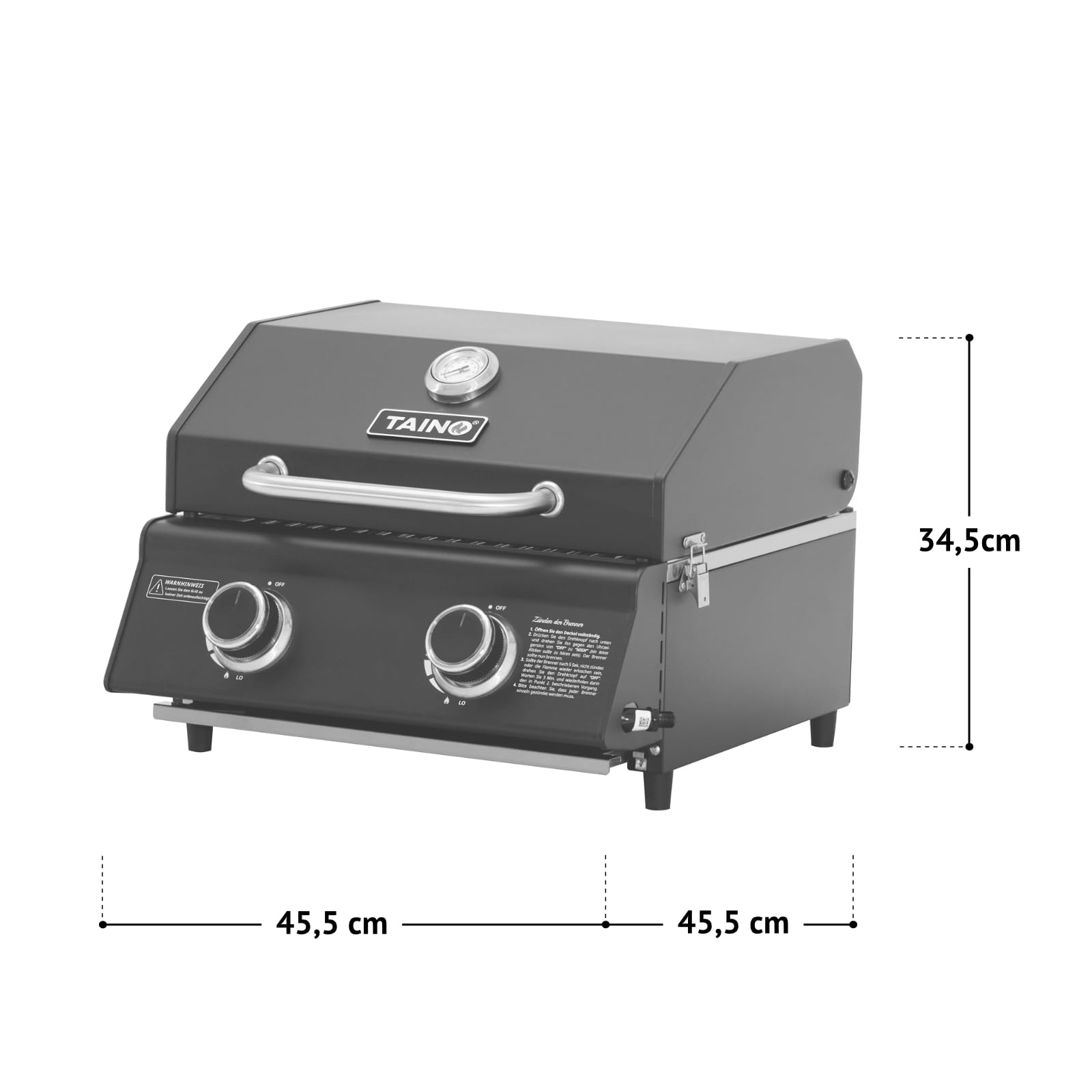 TAINO PLATINUM COMPACT Tischgrill 2 Brenner Gasgrill Edelstahl Kompakt Camping BBQ