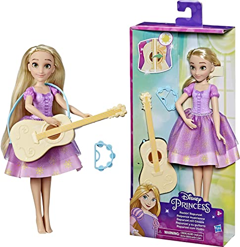 Disney- Princesse Aventures décontractées-Raiponce Poupée et Guitare changeantes de Couleur-A partir de 3 Ans, F3379EU6, Multicolore