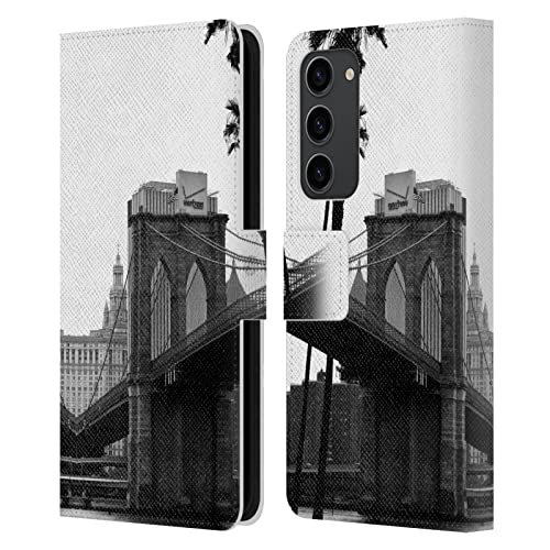 Étui portefeuille Galaxy S23+ 5G Haroulita New York en cuir blanc et noir